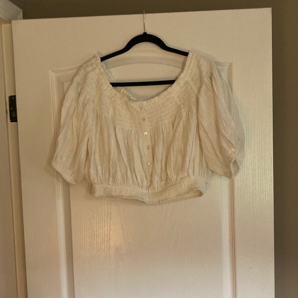 We The Free Cream Blouse Elegant and Timeless
